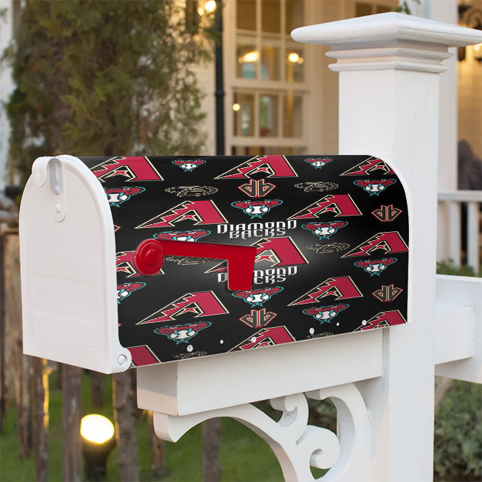Arizona Diamondbacks Logo Pattern Black Magnetic Mailbox Cover 18" X 21" Outdoor Decor