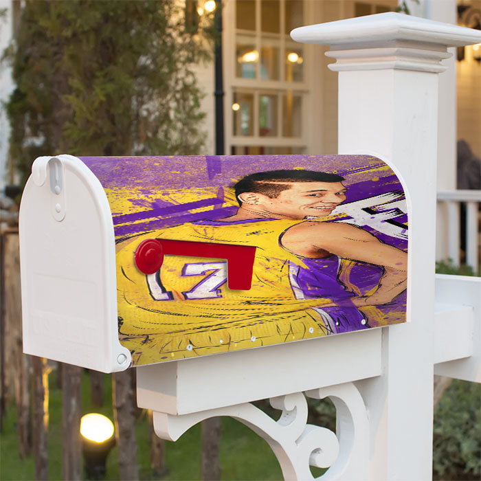 Asia Player Nba Lakers Jeremy Lin Magnetic Mailbox Cover 18" X 21" Outdoor Decor
