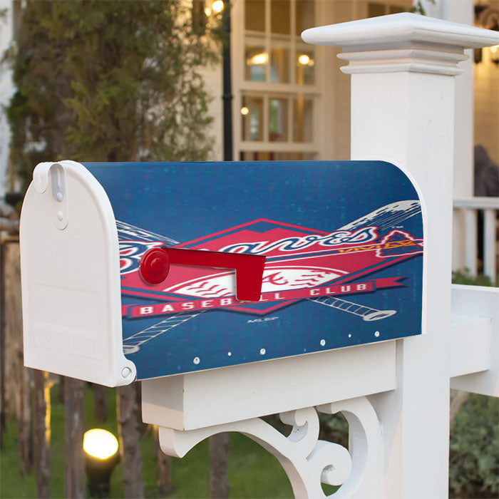 Atlanta Braves Logo On Wood Magnetic Mailbox Cover 18" X 21" Outdoor Decor