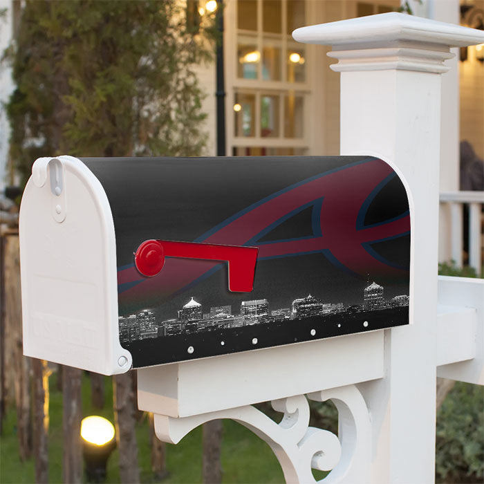 Atlanta Braves Night City Magnetic Mailbox Cover 18" X 21" Outdoor Decor