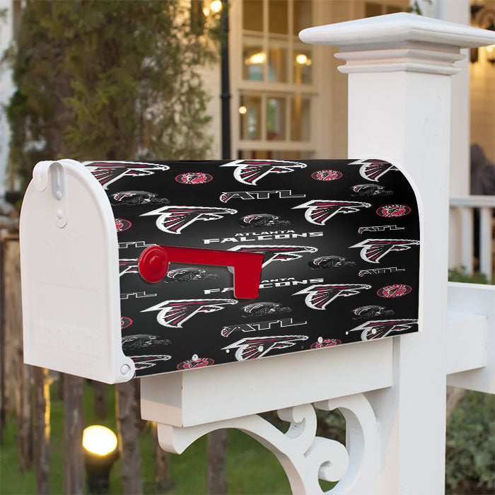 Atlanta Falcons Logo Pattern Black Magnetic Mailbox Cover 18" X 21" Outdoor Decor