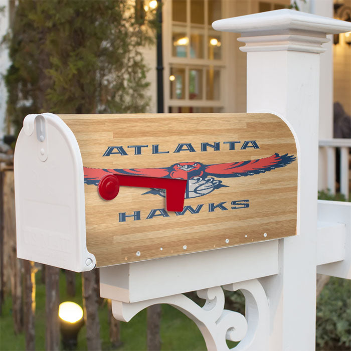 Atlanta Hawks Nba Wood Logo Magnetic Mailbox Cover 18" X 21" Outdoor Decor