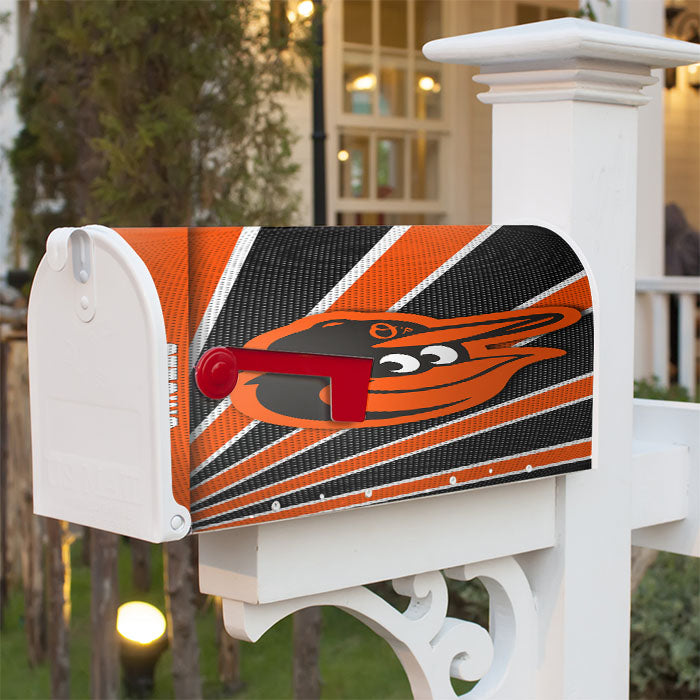 Baltimore Orioles Stripe Wallpaper Magnetic Mailbox Cover 18" X 21" Outdoor Decor