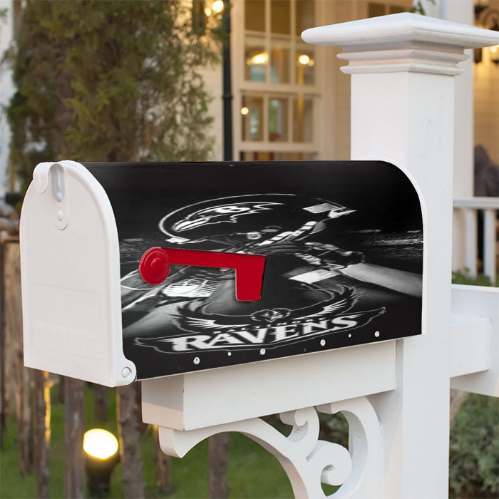 Baltimore Ravens Bw Magnetic Mailbox Cover 18" X 21" Outdoor Decor