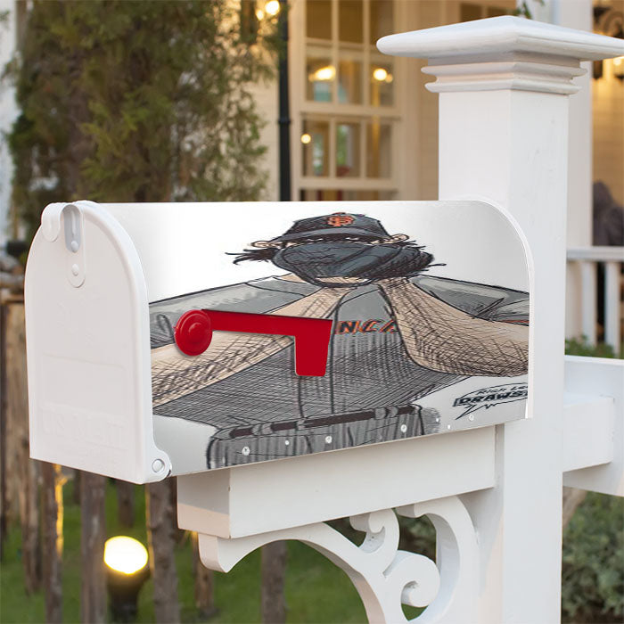 Baseball America Club Cartoon Magnetic Mailbox Cover 18" X 21" Outdoor Decor