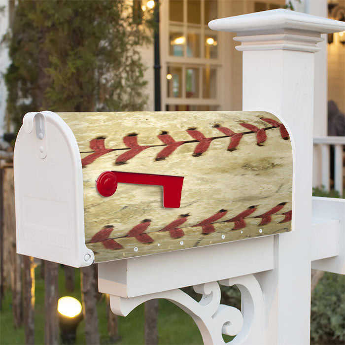 Baseball Ball Skin Magnetic Mailbox Cover 18" X 21" Outdoor Decor