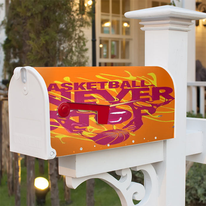 Basketball Never Stop Magnetic Mailbox Cover 18" X 21" Outdoor Decor