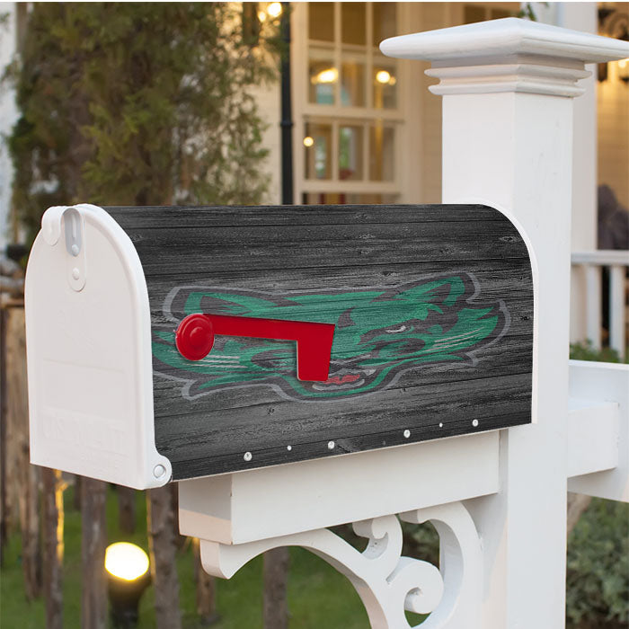 Binghamton Bearcat Nba Logo Dark Wood Wallpaper Magnetic Mailbox Cover 18" X 21" Outdoor Decor
