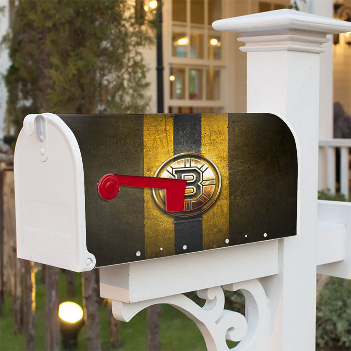 Boston Bruins Ice Hockey Team Magnetic Mailbox Cover 18" X 21" Outdoor Decor