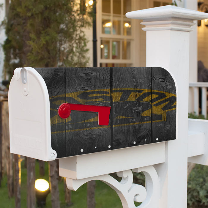 Boston Bruins Logo Dark Wood Wallpaper Magnetic Mailbox Cover 18" X 21" Outdoor Decor
