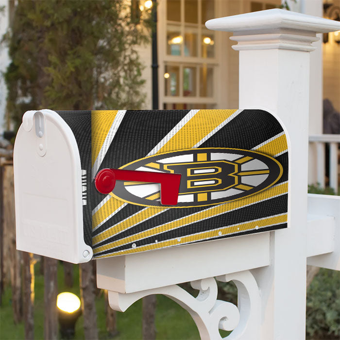 Boston Bruins Stripe Wallpaper Magnetic Mailbox Cover 18" X 21" Outdoor Decor