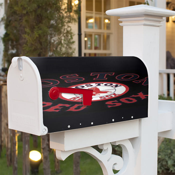 Boston Red Sox Logos On Blk Magnetic Mailbox Cover 18" X 21" Outdoor Decor