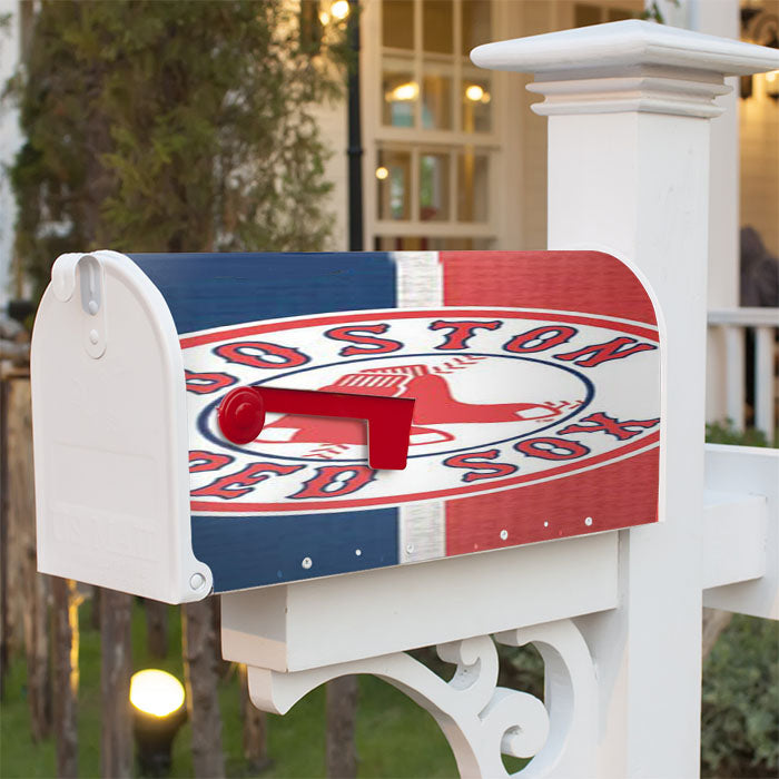 Boston Red Sox Red Blue Split Magnetic Mailbox Cover 18" X 21" Outdoor Decor