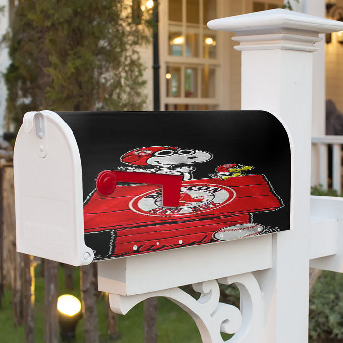 Boston Red Sox Snoopy Magnetic Mailbox Cover 18" X 21" Outdoor Decor
