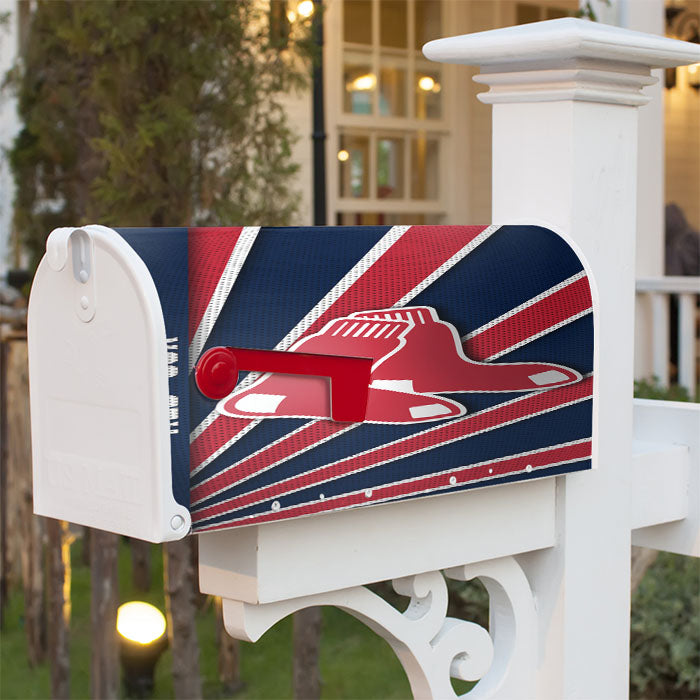 Boston Red Sox Stripe Wallpaper Magnetic Mailbox Cover 18" X 21" Outdoor Decor