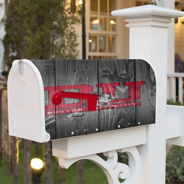 Boston University Logo Dark Wood Wallpaper Magnetic Mailbox Cover 18" X 21" Outdoor Decor