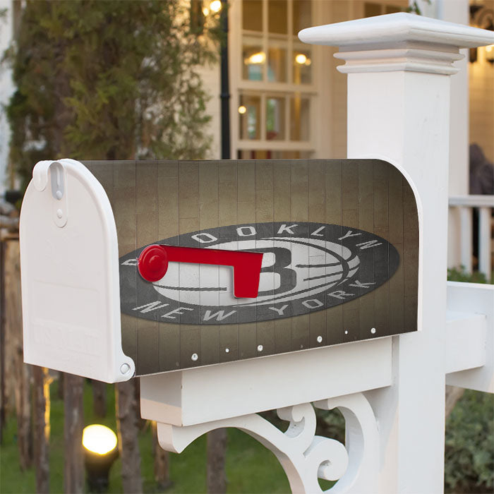 Brooklyn Nets Hardwood Magnetic Mailbox Cover 18" X 21" Outdoor Decor