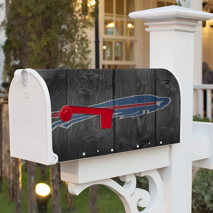 Buffalo Bills Nfl Logo Dark Wood Wallpaper Magnetic Mailbox Cover 18" X 21" Outdoor Decor