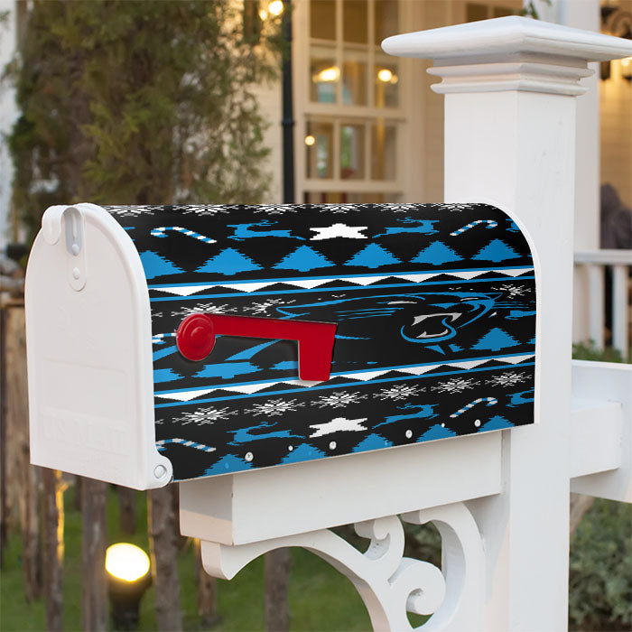 Carolina Panthers Christmas Sweater Magnetic Mailbox Cover 18" X 21" Outdoor Decor