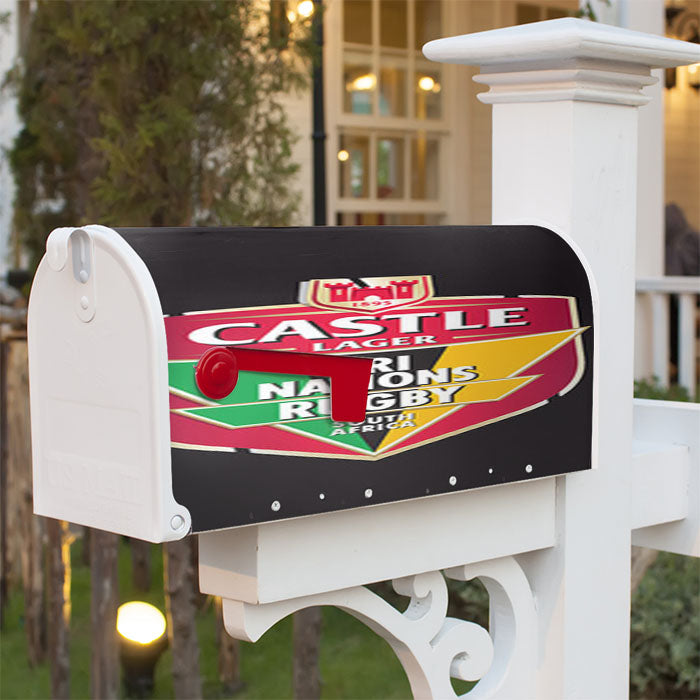 Castle Lager Tri Nations Rugby Logo Grey Magnetic Mailbox Cover 18" X 21" Outdoor Decor
