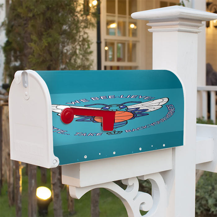 Charlotte Hornets Bee Lieve Magnetic Mailbox Cover 18" X 21" Outdoor Decor