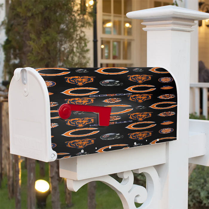 Chicago Bears Logo Pattern Wallpaper Magnetic Mailbox Cover 18" X 21" Outdoor Decor