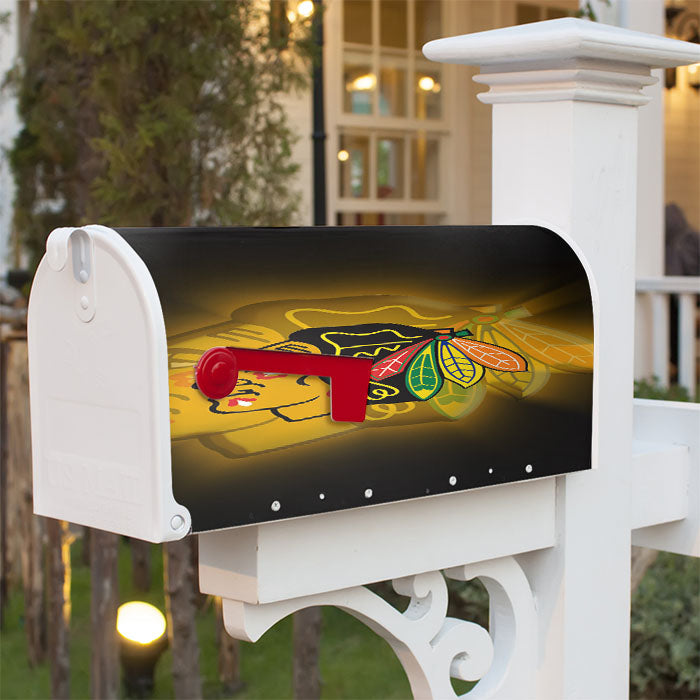 Chicago Blackhawks Yellow Silhouette Magnetic Mailbox Cover 18" X 21" Outdoor Decor