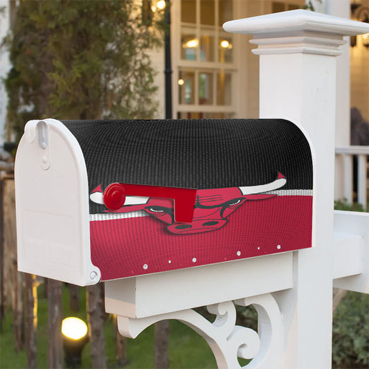 Chicago Bulls Logo Red Black Fiber Texture Wallpaper Magnetic Mailbox Cover 18" X 21" Outdoor Decor