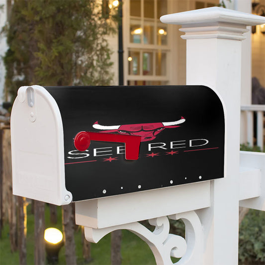 Chicago Bulls Logo See Red Magnetic Mailbox Cover 18" X 21" Outdoor Decor
