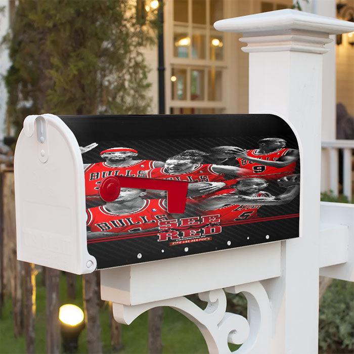 Chicago Bulls See Red Team Magnetic Mailbox Cover 18" X 21" Outdoor Decor