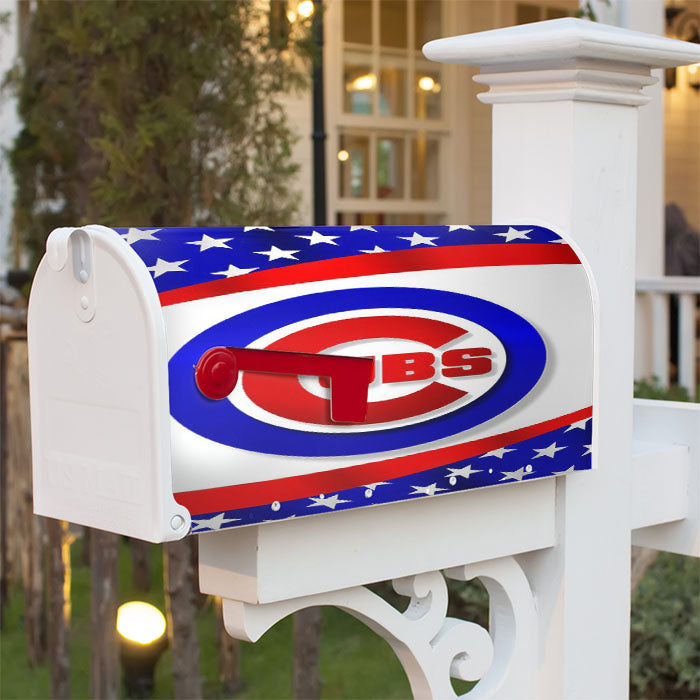 Chicago Cubs American Flag Pattern Magnetic Mailbox Cover 18" X 21" Outdoor Decor