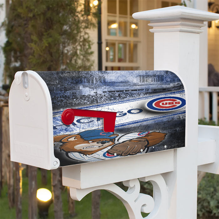 Chicago Cubs Bears Grunge Magnetic Mailbox Cover 18" X 21" Outdoor Decor