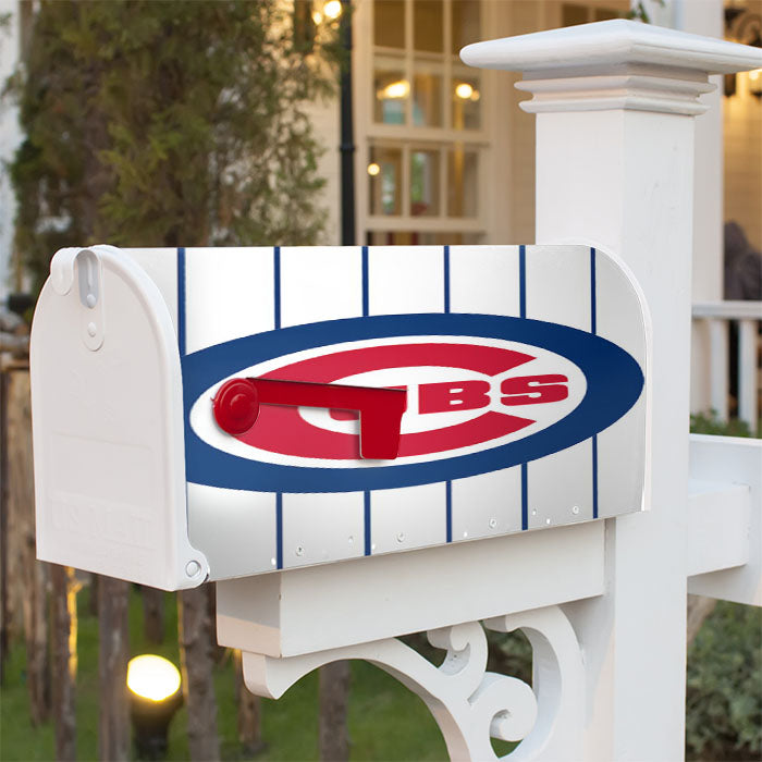 Chicago Cubs Circle Stripe Blues Magnetic Mailbox Cover 18" X 21" Outdoor Decor