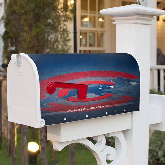Chicago Cubs Crack Pattern Magnetic Mailbox Cover 18" X 21" Outdoor Decor