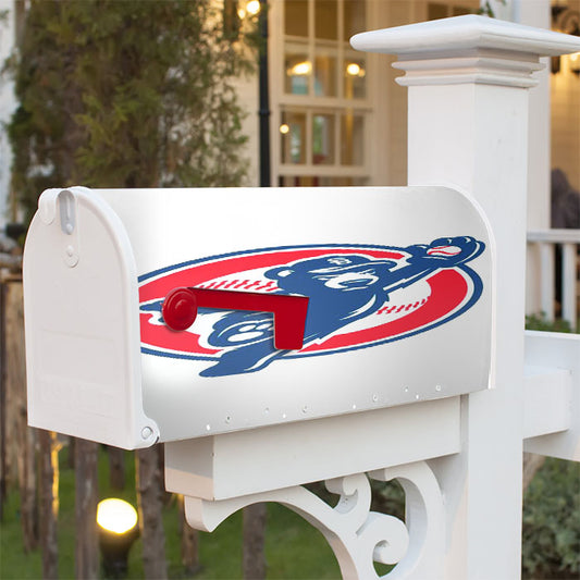 Chicago Cubs Logo Bear Jump Magnetic Mailbox Cover 18" X 21" Outdoor Decor