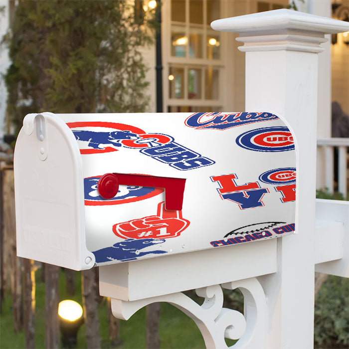Chicago Cubs Logo Collage Magnetic Mailbox Cover 18" X 21" Outdoor Decor