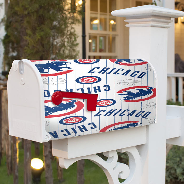 Chicago Cubs Logo Stripe Magnetic Mailbox Cover 18" X 21" Outdoor Decor
