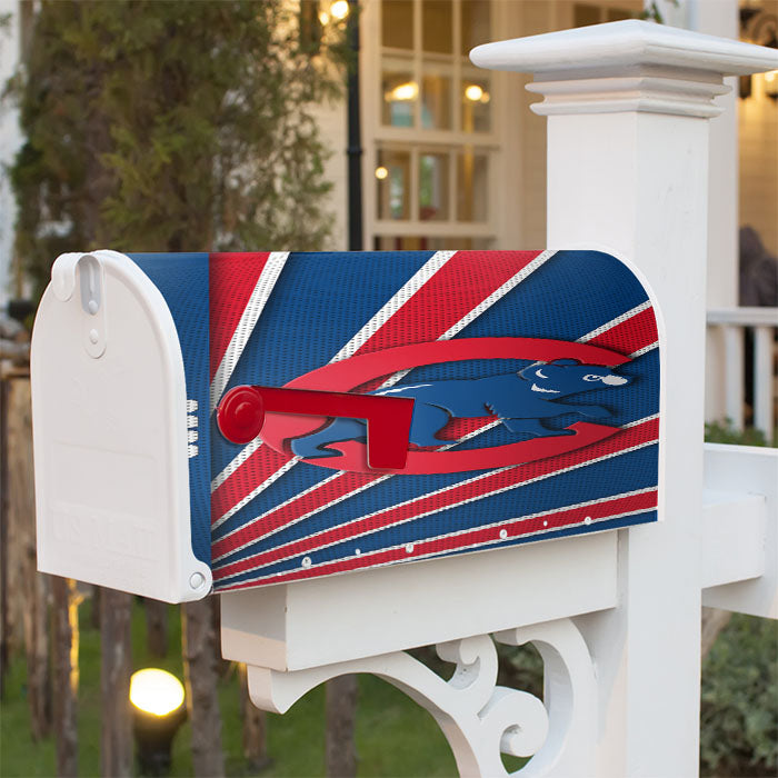 Chicago Cubs Logo Stripe 2 Magnetic Mailbox Cover 18" X 21" Outdoor Decor