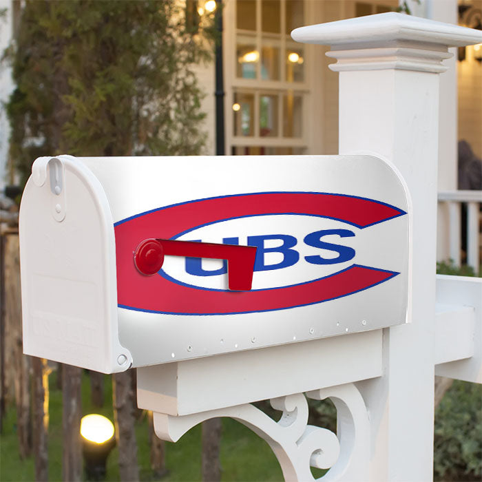 Chicago Cubs On White Magnetic Mailbox Cover 18" X 21" Outdoor Decor