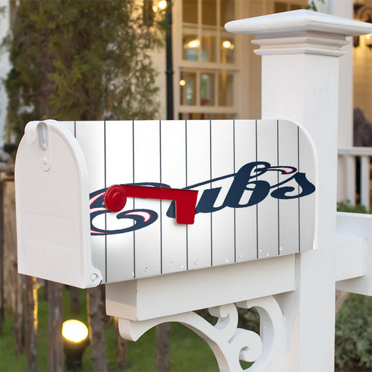 Chicago Cubs Street Stripe Magnetic Mailbox Cover 18" X 21" Outdoor Decor