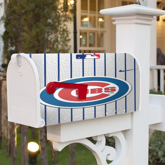 Chicago Cubs Stripe Cente Magnetic Mailbox Cover 18" X 21" Outdoor Decor