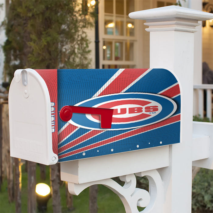 Chicago Cubs Stripe Wallpaper Magnetic Mailbox Cover 18" X 21" Outdoor Decor