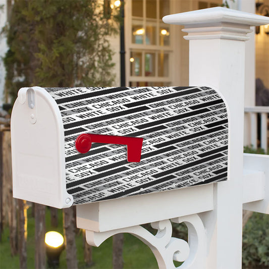 Chicago White Sox Black White Pattern Magnetic Mailbox Cover 18" X 21" Outdoor Decor