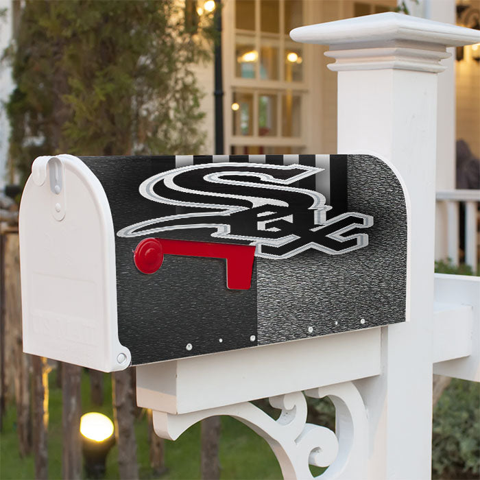 Chicago White Sox Leather Texture Wallpaper Magnetic Mailbox Cover 18" X 21" Outdoor Decor