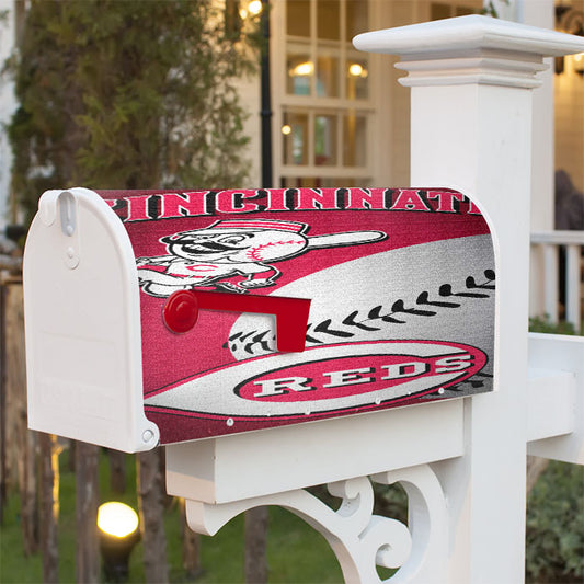 Cincinnati Red Wallpaper Magnetic Mailbox Cover 18" X 21" Outdoor Decor