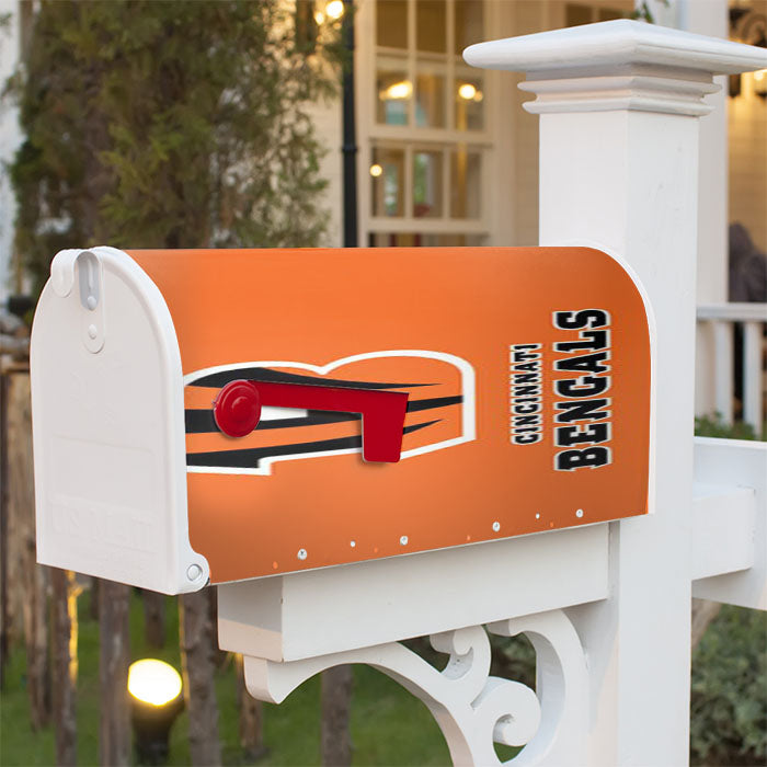 Cinncinnati Bengals Logo On Orange Magnetic Mailbox Cover 18" X 21" Outdoor Decor