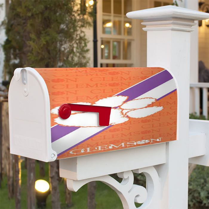 Clemson Tigers Logo Repeat Magnetic Mailbox Cover 18" X 21" Outdoor Decor