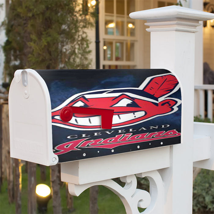 Cleveland Indians Logo Blue Fade Magnetic Mailbox Cover 18" X 21" Outdoor Decor