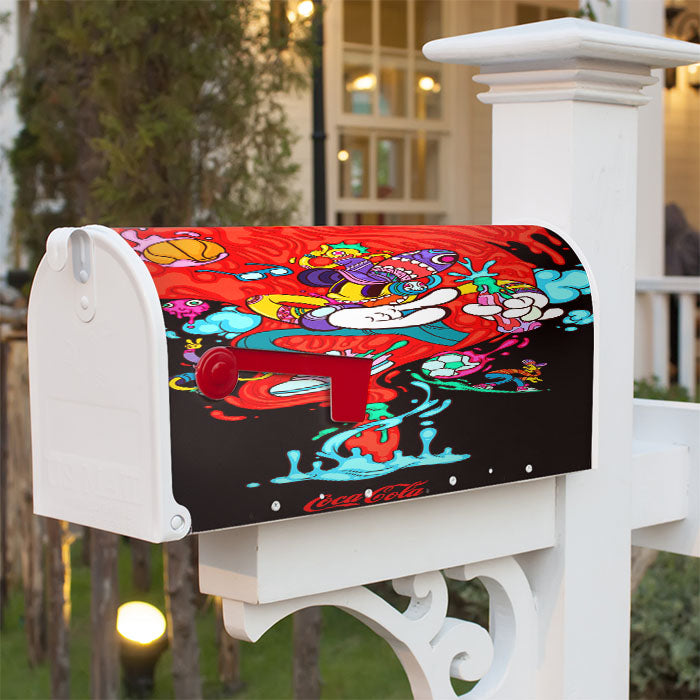 Coca Cola Art Doodle Drink Magnetic Mailbox Cover 18" X 21" Outdoor Decor