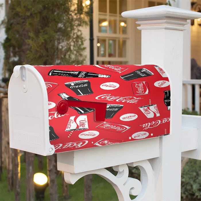 Coca Cola Bottle Can Allover Magnetic Mailbox Cover 18" X 21" Outdoor Decor